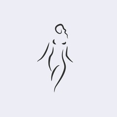 woman walking model nude logo design vector