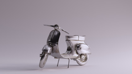 Silver Moped Quarter View 3d illustration 3d render	