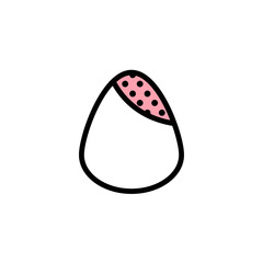 Vector icon smeary egg sponge with black stroke, pink fill and circles texture