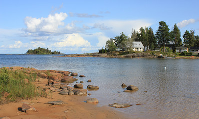 Shore of Lake Vanern, view from Vita Sannar, Sweden.