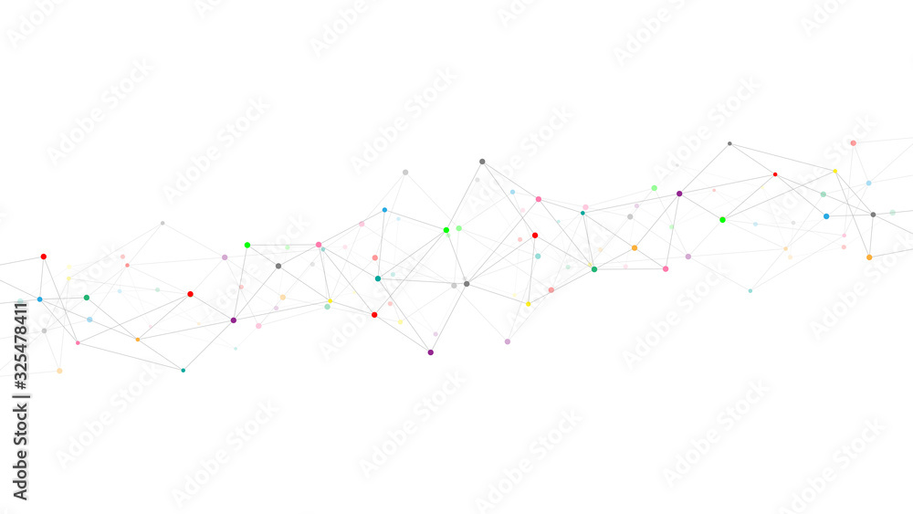 Poster abstract plexus background with connecting dots and lines. global network connection, digital techno