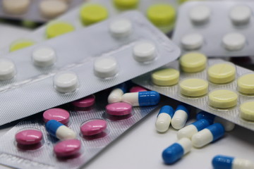 pills on white background