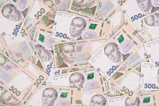 Top above flat lay flatlay image photo of lot of ukrainian money