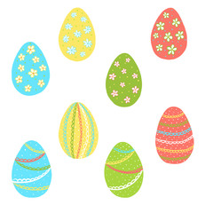 Multi-colored isolated Easter eggs, greeting card