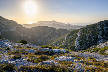 Coucher soleil sur massif des calanques