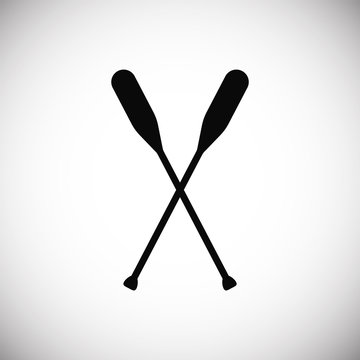 Silhouette of crossed oars or paddles boat
