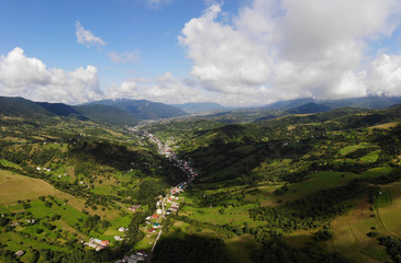Fototapeta na wymiar Aerial photography of a mountainous countryside.