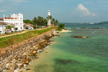 Galle, Sri Lanka: Galle fort lighthouse, Indian ocean view.