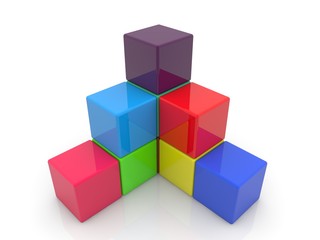 Obraz premium Abstract Pyramid of toy blocks on white