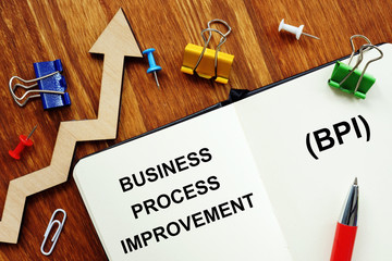 Business photo shows hand written text Business process improvement (BPI)