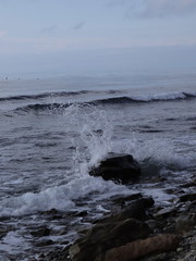 waves crashing on the rocks