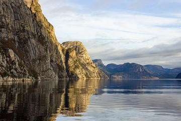 Natural mountain landscape in a norwegian fjord, Lysefjord, Norway