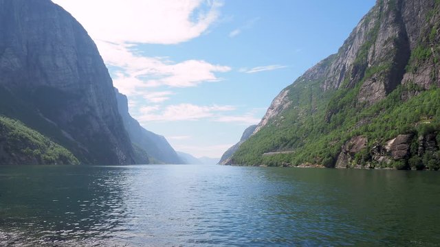Time lapse of Lysebotn fjord area in Norway
