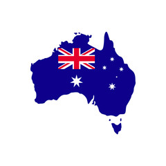 Map of australia with flag