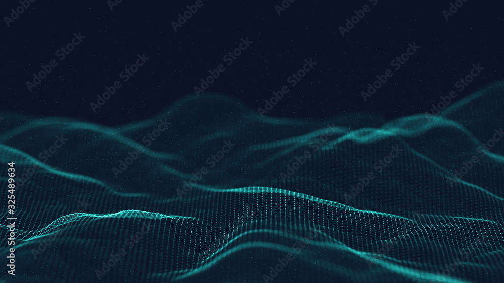 Poster abstract 3d technology and science neon visualization. blockchain and cryptocurrency. digital wallpa