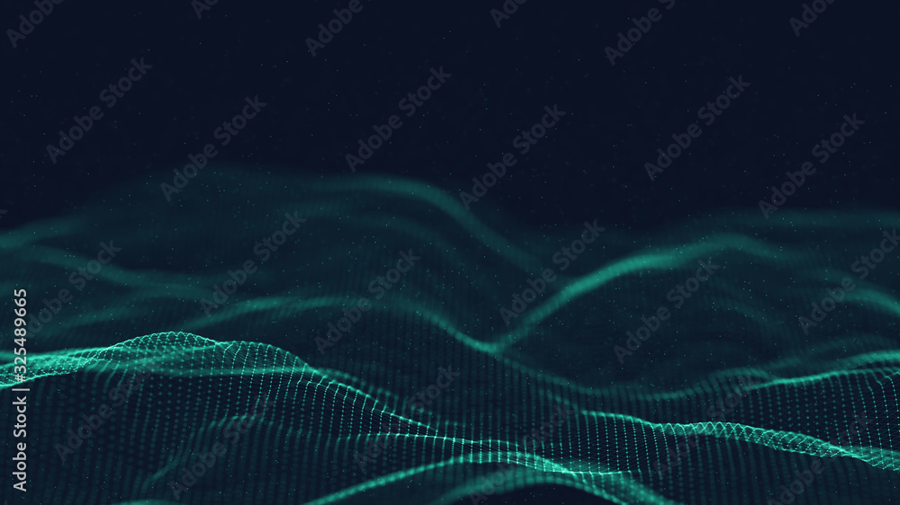 Poster abstract 3d technology and science neon visualization. blockchain and cryptocurrency. digital wallpa
