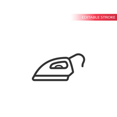 Iron, house appliance simple thin line vector icon. Editable stroke.