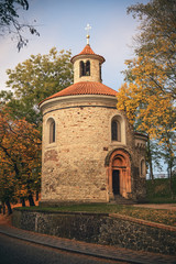 Fototapeta na wymiar Rotunda of St. Martin in autumn III, Vysehrad, Prague, Czech Republic
