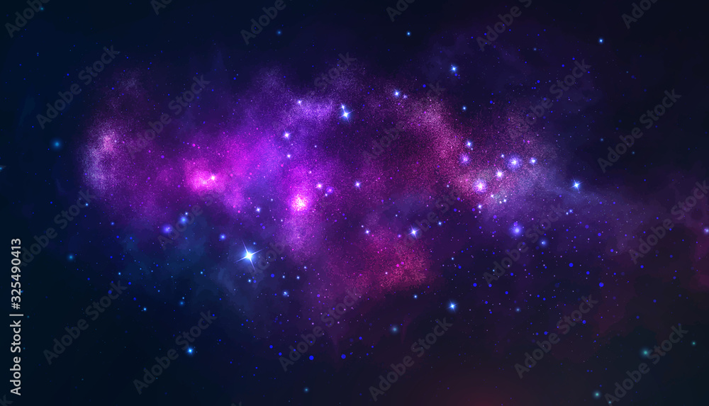 Wall mural vector cosmic illustration. colorful space background with stars