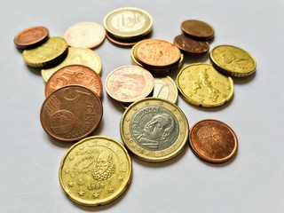 coins on white background