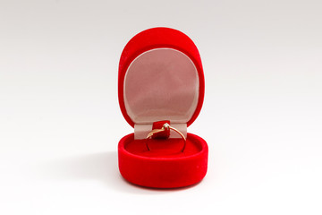 Red box for expensive gifts and decorations isolated on white background