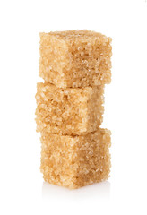 Brown sugar close-up isolated on white background.