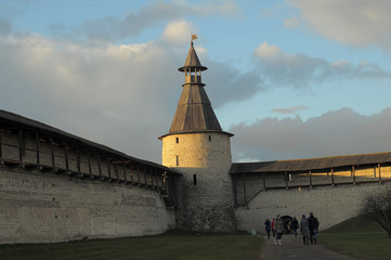 Views Pskov Kremlin in the fall day