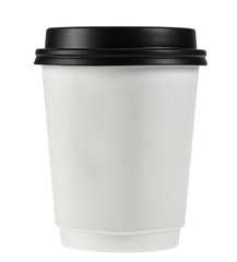 White cup for hot drink to takeaway isolated on white background