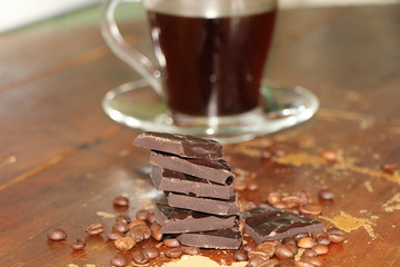 cup of coffee with chocolate and cinnamon