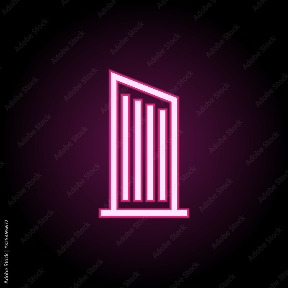 Poster skyscraper, building neon icon. simple thin line, outline vector of building icons for ui and ux, we
