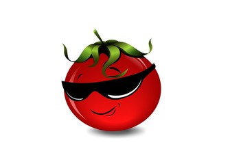 coole red tomato character in sunglasses