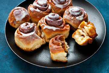 Homemade cinnabons  rolls with cream  glaze