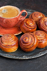 Homemade buns  with black coffee