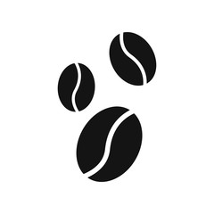Coffee beans icon vector illustration. Coffee shop pictogram or logo with silhouette of the natural black coffee beans