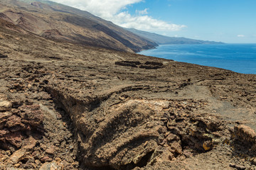 Volcanic landscape near Orchilla lighthouse. Southwest coast of the El Hierro island. Spain