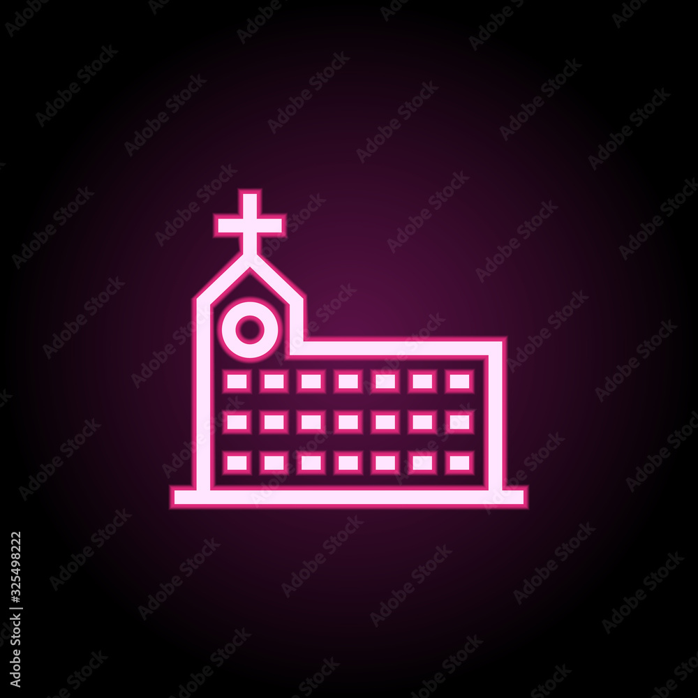 Poster hospital, building neon icon. simple thin line, outline vector of building icons for ui and ux, webs