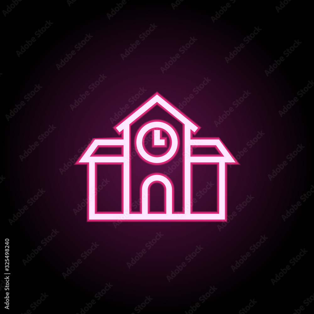 Poster clock, building neon icon. simple thin line, outline vector of building icons for ui and ux, website