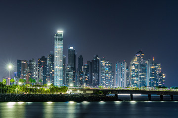 Fototapeta na wymiar Nighttime Panama City Skyline