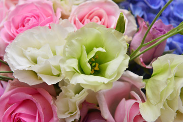 Tabletop flower setting at a birthday party