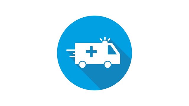 Blue motion graphic icon animation ambulance