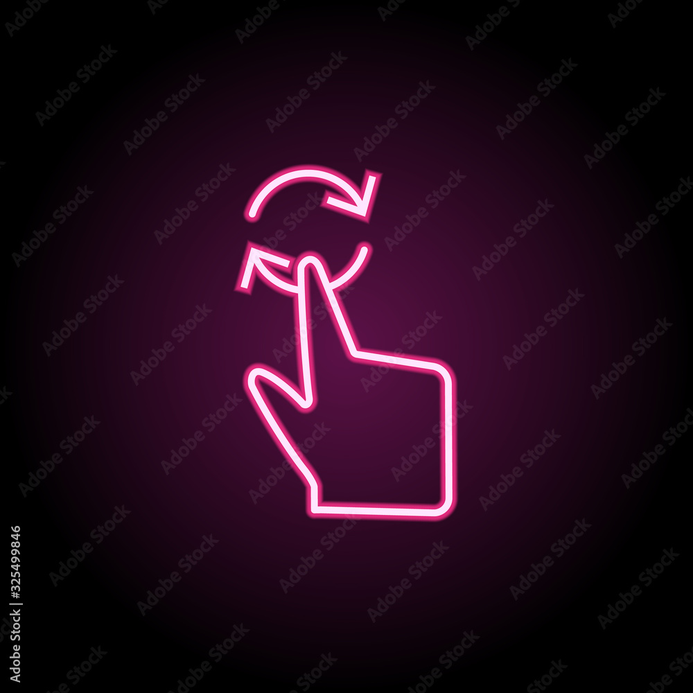 Poster rotation free, touch gesture, finger neon icon. simple thin line, outline vector of touch gesture ic