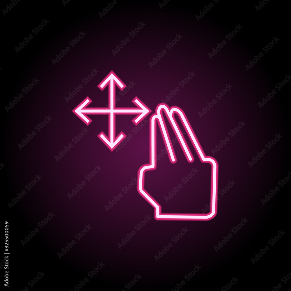 Poster drag free, touch, hands neon icon. simple thin line, outline vector of touch gesture icons for ui an