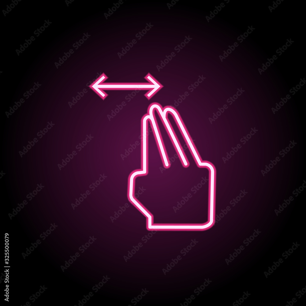 Poster drag, touch, horizontal neon icon. simple thin line, outline vector of touch gesture icons for ui an
