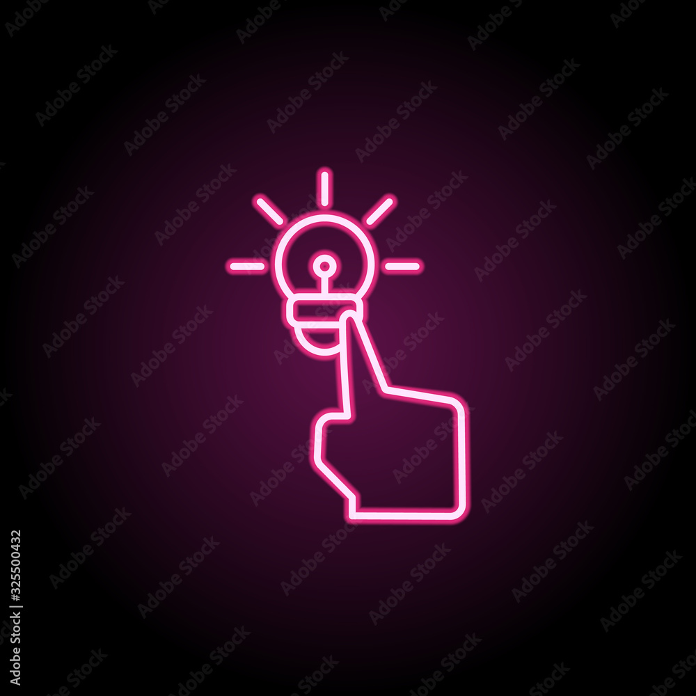 Poster finger, idea, gesture neon icon. simple thin line, outline vector of touch gesture icons for ui and 