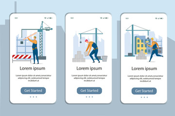 Mobile App Page Set with Building Stages Design
