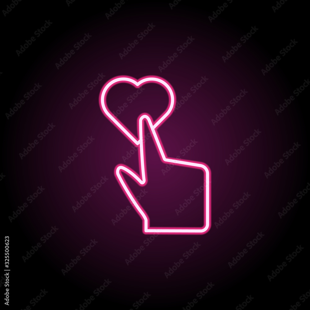 Poster touching, heart, add, touch neon icon. simple thin line, outline vector of touch gesture icons for u