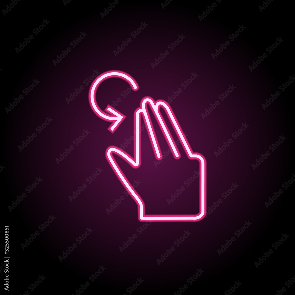 Poster finger, rotate, touch neon icon. simple thin line, outline vector of touch gesture icons for ui and 