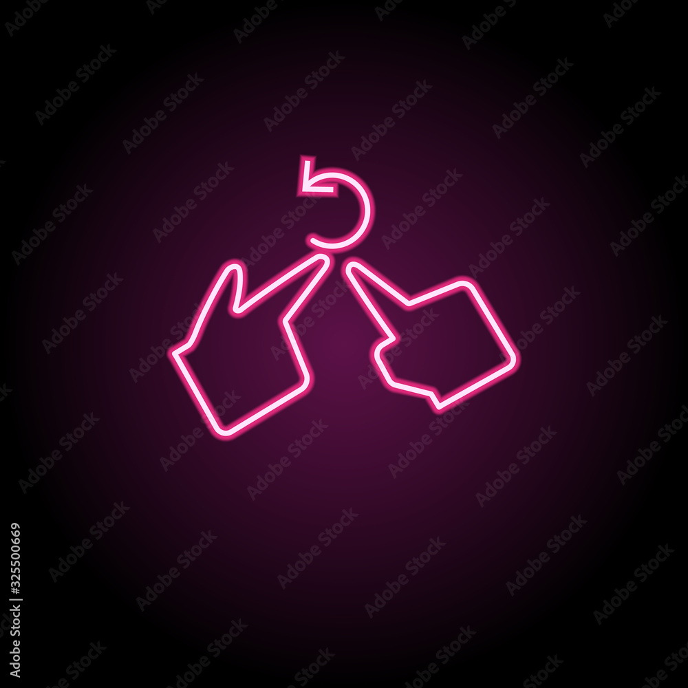 Poster hands, fingers, rotate neon icon. simple thin line, outline vector of touch gesture icons for ui and