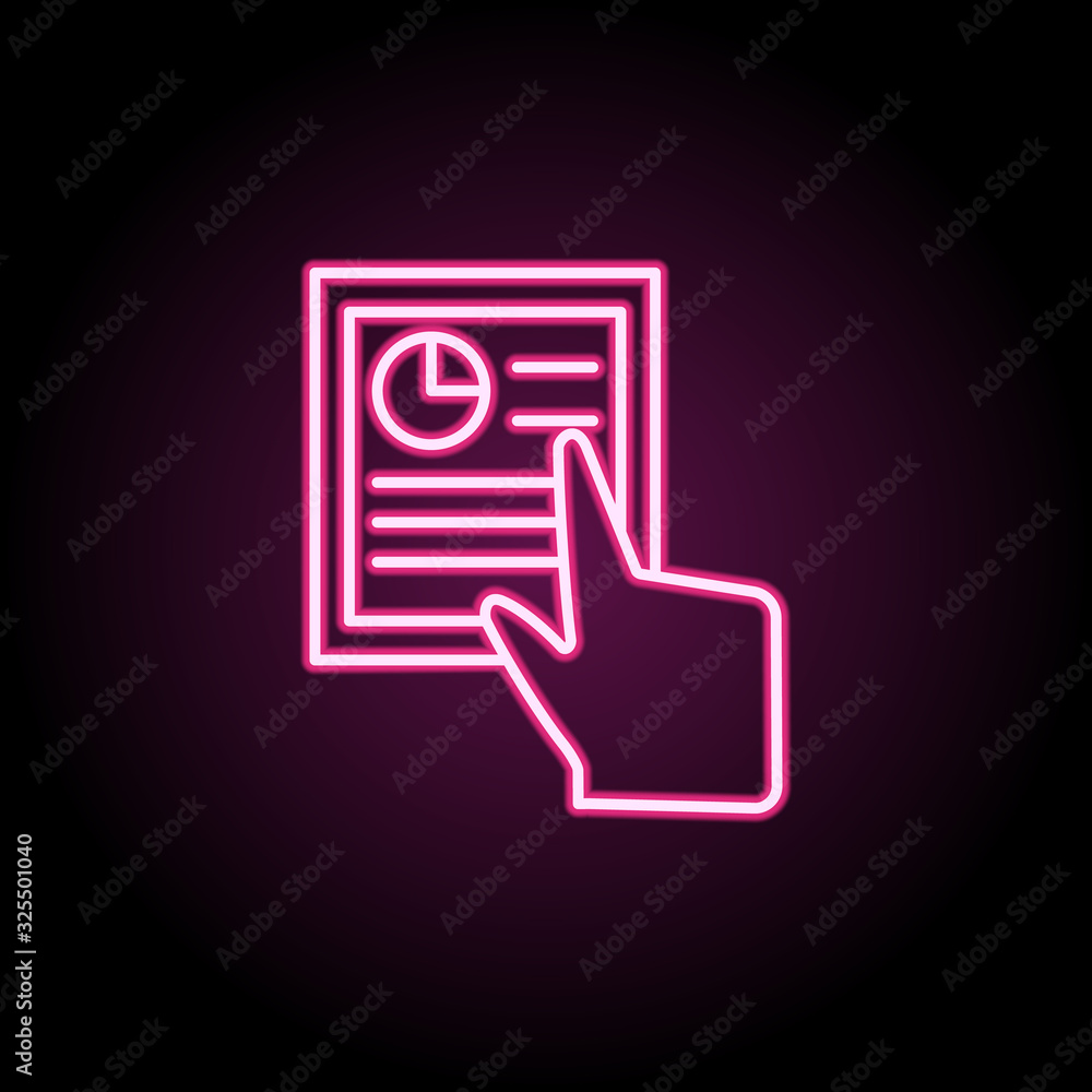 Poster document, finger, touch, gestures neon icon. simple thin line, outline vector of touch gesture icons