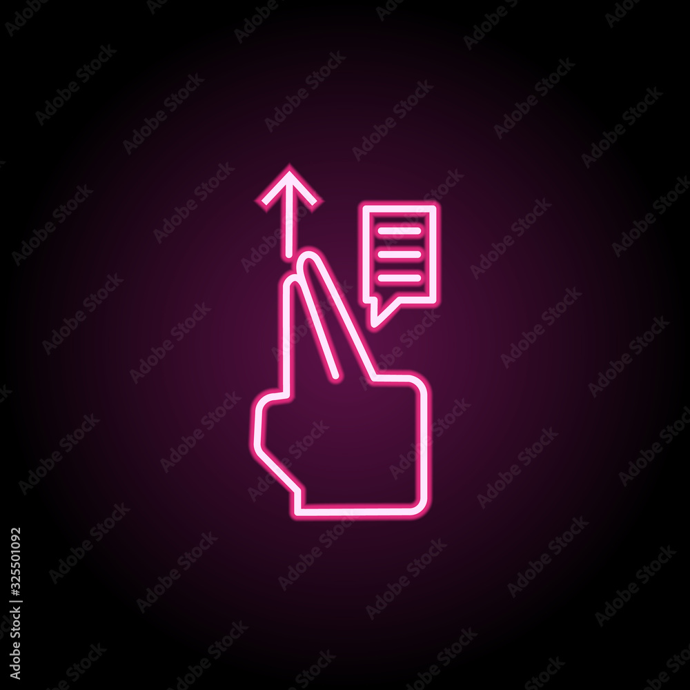 Poster chat, finger, gestures neon icon. simple thin line, outline vector of touch gesture icons for ui and